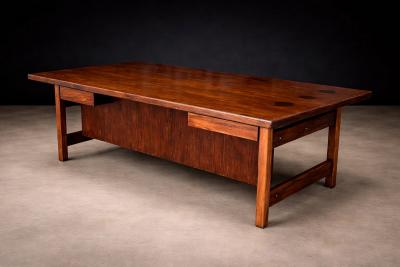 Brazilian Modern Rosewood Desk with Dual Drawers Brazil 1960s