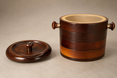 Brazilian Modern Rosewood Ice Bucket with Sculptural Turned Handles Lot 959