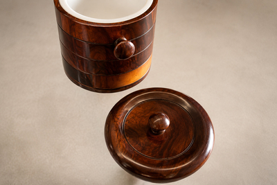 Brazilian Modern Rosewood Ice Bucket with Sculptural Turned Handles Lot 959