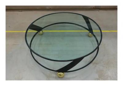 Brazilian Modern Round Coffee Table in Metal Glass Unknown c 1960
