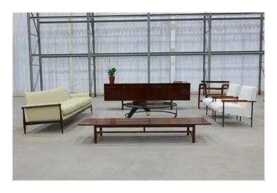 Brazilian Modern Round Coffee Table in Metal Glass Unknown c 1960