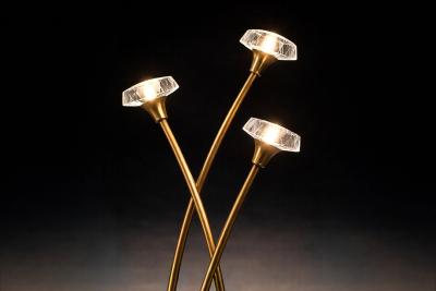 Brazilian Modern Sculptural Bamboo Form Floor Lamp in Gilded Brass Brazil