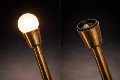 Brazilian Modern Sculptural Bamboo Form Floor Lamp in Gilded Brass Brazil