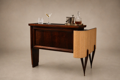 Brazilian Modern Sculptural Bar in Rosewood with Curved Legs Brazil Lot 1113