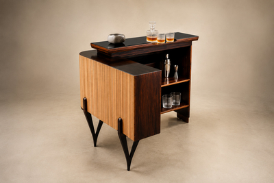 Brazilian Modern Sculptural Bar in Rosewood with Curved Legs Brazil Lot 1113