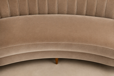 Brazilian Modern Sculptural Curved Sofa in Mohair and Cavi na wood
