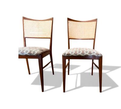 Brazilian Modern Set of 4 Chairs in Harewood fabric Cane Unknown 1960s