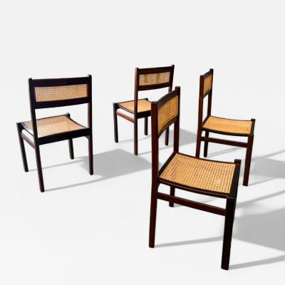 Brazilian Modern Set of 4 Dining Chairs in Hardwood Cane Unknown 1960s