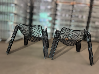 Brazilian Modern Set of Armchairs with Organic Shape in Iron Unknown 1950s