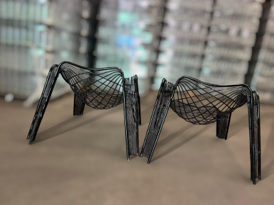 Brazilian Modern Set of Armchairs with Organic Shape in Iron Unknown 1950s