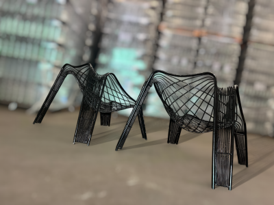 Brazilian Modern Set of Armchairs with Organic Shape in Iron Unknown 1950s