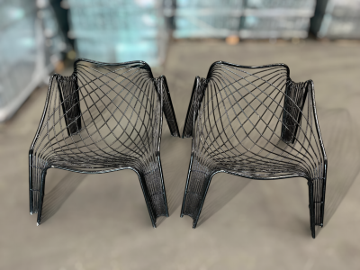 Brazilian Modern Set of Armchairs with Organic Shape in Iron Unknown 1950s