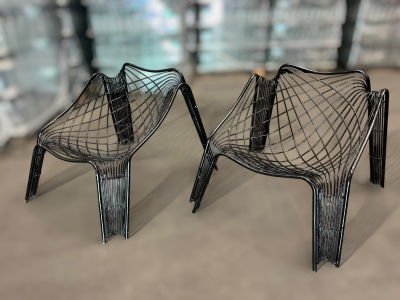 Brazilian Modern Set of Armchairs with Organic Shape in Iron Unknown 1950s