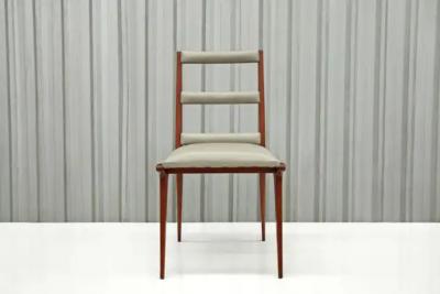 Brazilian Modern Set of Six Chairs in Hardwood Beige Leather Unknown c 1950s
