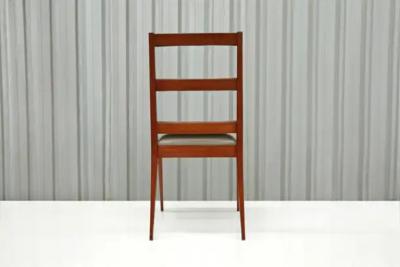 Brazilian Modern Set of Six Chairs in Hardwood Beige Leather Unknown c 1950s