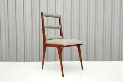 Brazilian Modern Set of Six Chairs in Hardwood Beige Leather Unknown c 1950s