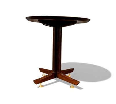 Brazilian Modern Sidetable in Rosewood Brass Feet Unknown 1950s