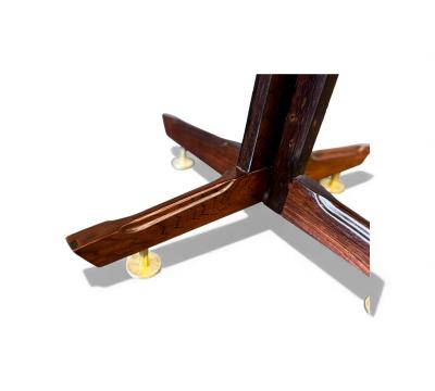 Brazilian Modern Sidetable in Rosewood Brass Feet Unknown 1950s