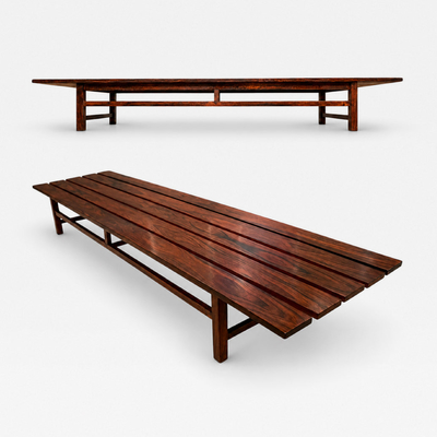 Brazilian Modern Slatted Bench in Rosewood Att to Joaquim Tenreiro 1960s