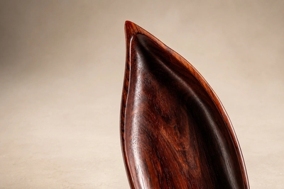 Brazilian Modern Solid Rosewood Leaf Serving Tray Brazil c 1960