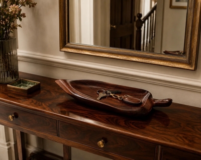 Brazilian Modern Solid Rosewood Leaf Serving Tray Brazil c 1960