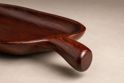 Brazilian Modern Solid Rosewood Leaf Serving Tray Brazil c 1960