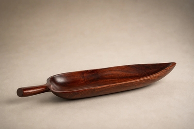 Brazilian Modern Solid Rosewood Leaf Serving Tray Brazil c 1960