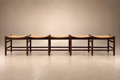 Brazilian Modernist Five Seat Bench in Rosewood and Cane Brazil Lot 890