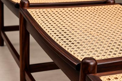 Brazilian Modernist Five Seat Bench in Rosewood and Cane Brazil Lot 890