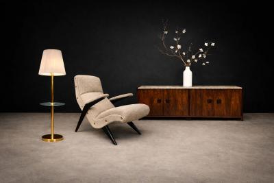 Brazilian Modernist Lounge Chair in Ebony Stained Pau Marfim with Oatmeal Boucl 