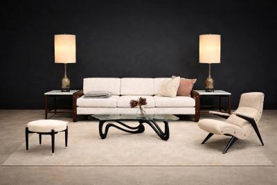 Brazilian Modernist Lounge Chair in Ebony Stained Pau Marfim with Oatmeal Boucl 