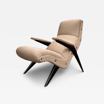 Brazilian Modernist Lounge Chair in Ebony Stained Pau Marfim with Oatmeal Boucl 