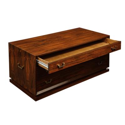 Brazilian Rosewood Low Chest of Drawers with Brass Handles 1960