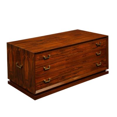 Brazilian Rosewood Low Chest of Drawers with Brass Handles 1960