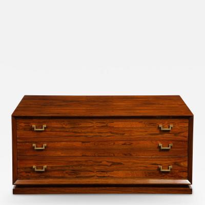 Brazilian Rosewood Low Chest of Drawers with Brass Handles 1960