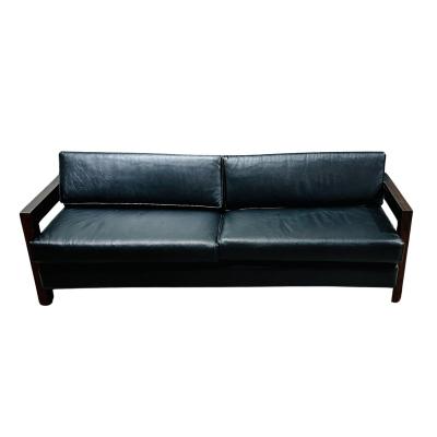Brazilian Rosewood Sofa Black Leather 1960