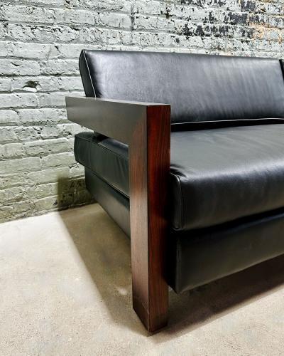 Brazilian Rosewood Sofa Black Leather 1960