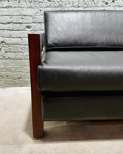 Brazilian Rosewood Sofa Black Leather 1960