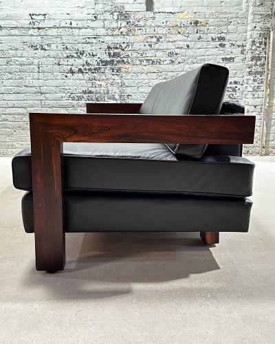 Brazilian Rosewood Sofa Black Leather 1960