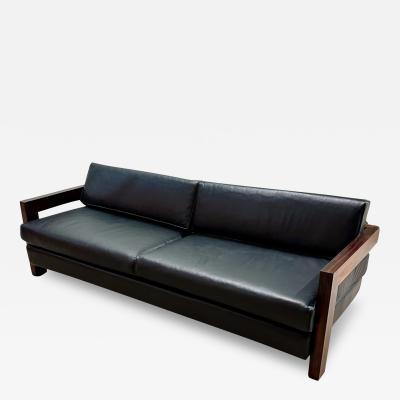 Brazilian Rosewood Sofa Black Leather 1960