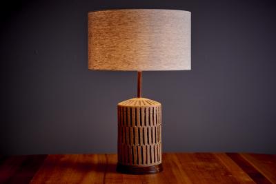 Brent Bennett Ceramic Table Lamp with Walnut Base by Brent Bennett USA new