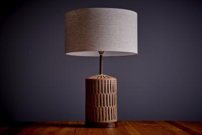 Brent Bennett Ceramic Table Lamp with Walnut Base by Brent Bennett USA new