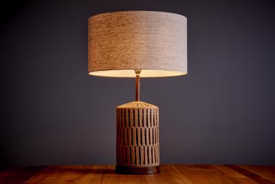 Brent Bennett Ceramic Table Lamp with Walnut Base by Brent Bennett USA new