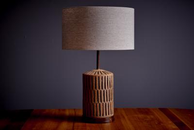 Brent Bennett Ceramic Table Lamp with Walnut Base by Brent Bennett USA new