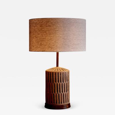 Brent Bennett Ceramic Table Lamp with Walnut Base by Brent Bennett USA new