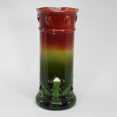 Bretby Art Pottery Bretby An Arts Crafts Red Green Umbrella Walking Stick Stand