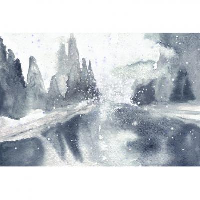 Brett Design Reflection Silver Orbs Pond Scaled Mural 