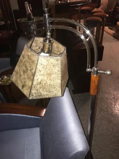 Bridge Floor Lamp with Mica shade in the style of Deskey or Rhode