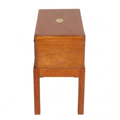 British Campaign Style Mahogany and Brass Game Box on Base