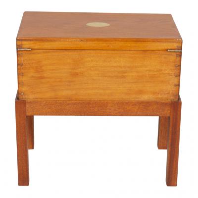 British Campaign Style Mahogany and Brass Game Box on Base